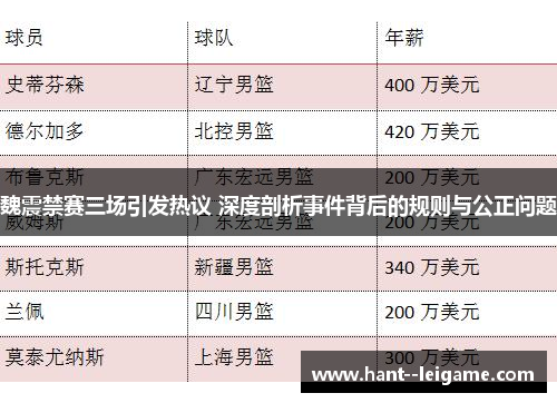 魏震禁赛三场引发热议 深度剖析事件背后的规则与公正问题
